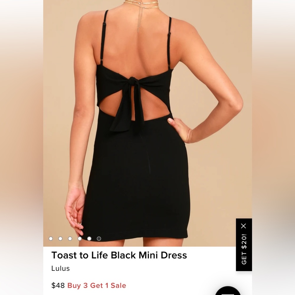 Lulus black mini dress with back tie